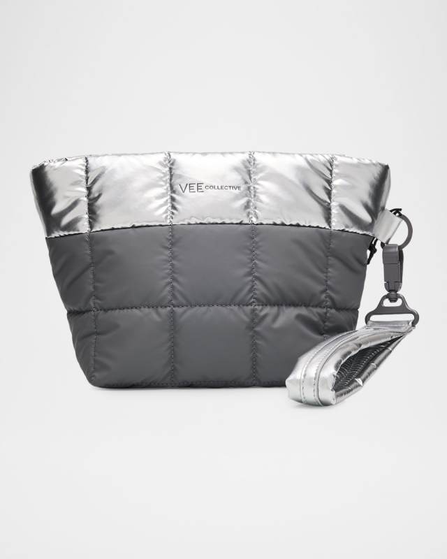 Porter Puffy Metallic Nylon Clutch Bag